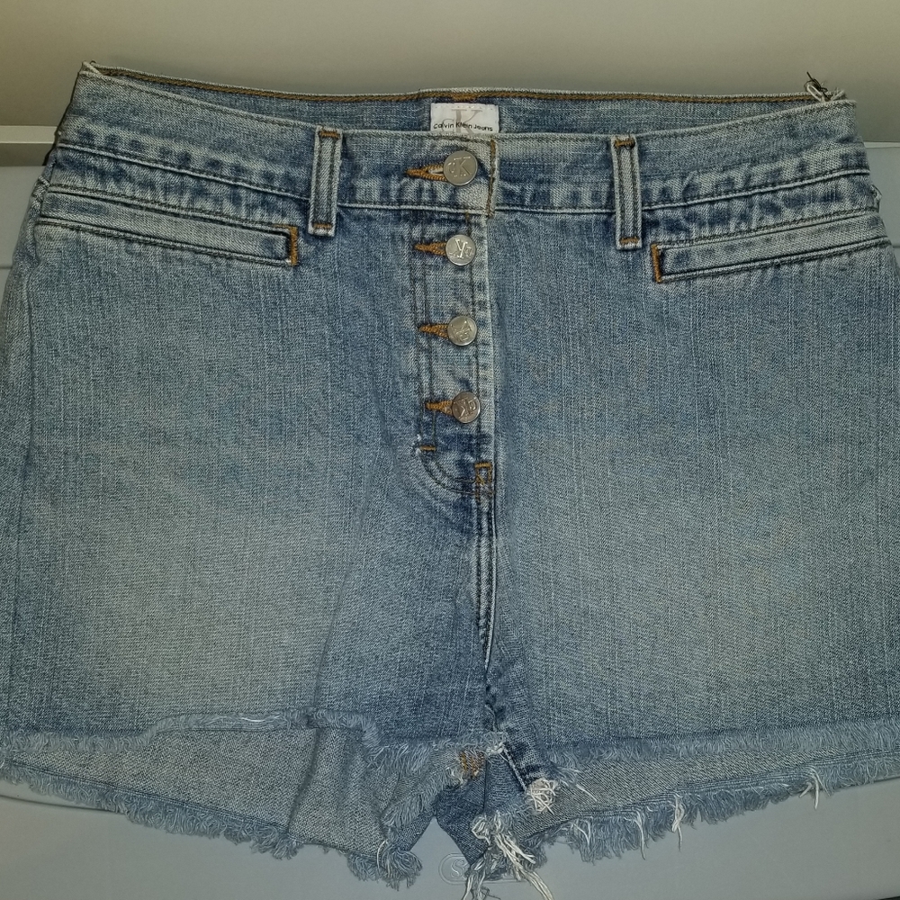 Calvin Klein Vintage High Waisted Jean Shorts, 12